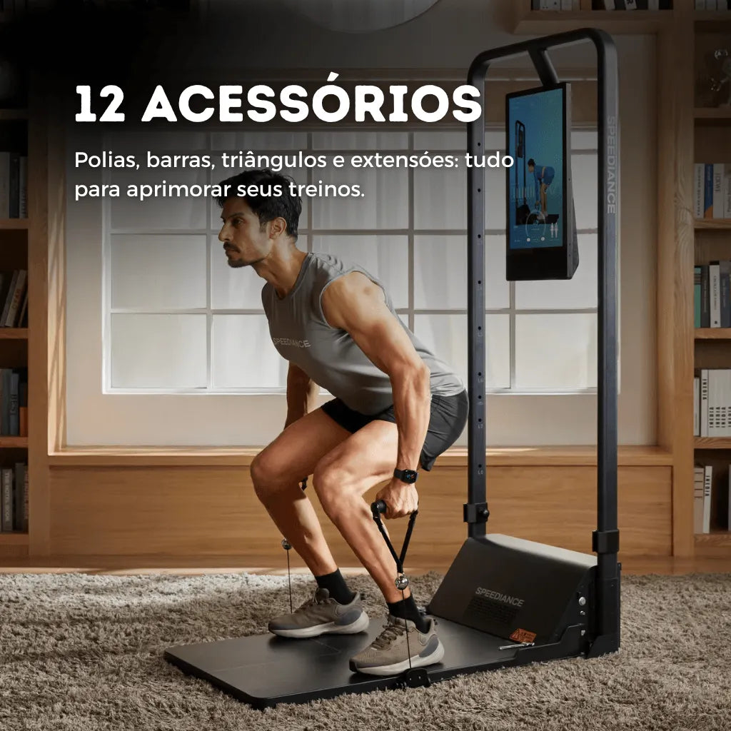 Academia em Casa Multifuncional 8 em 1 com 12 acessórios Bivolt - Com Tela - Imagem 11