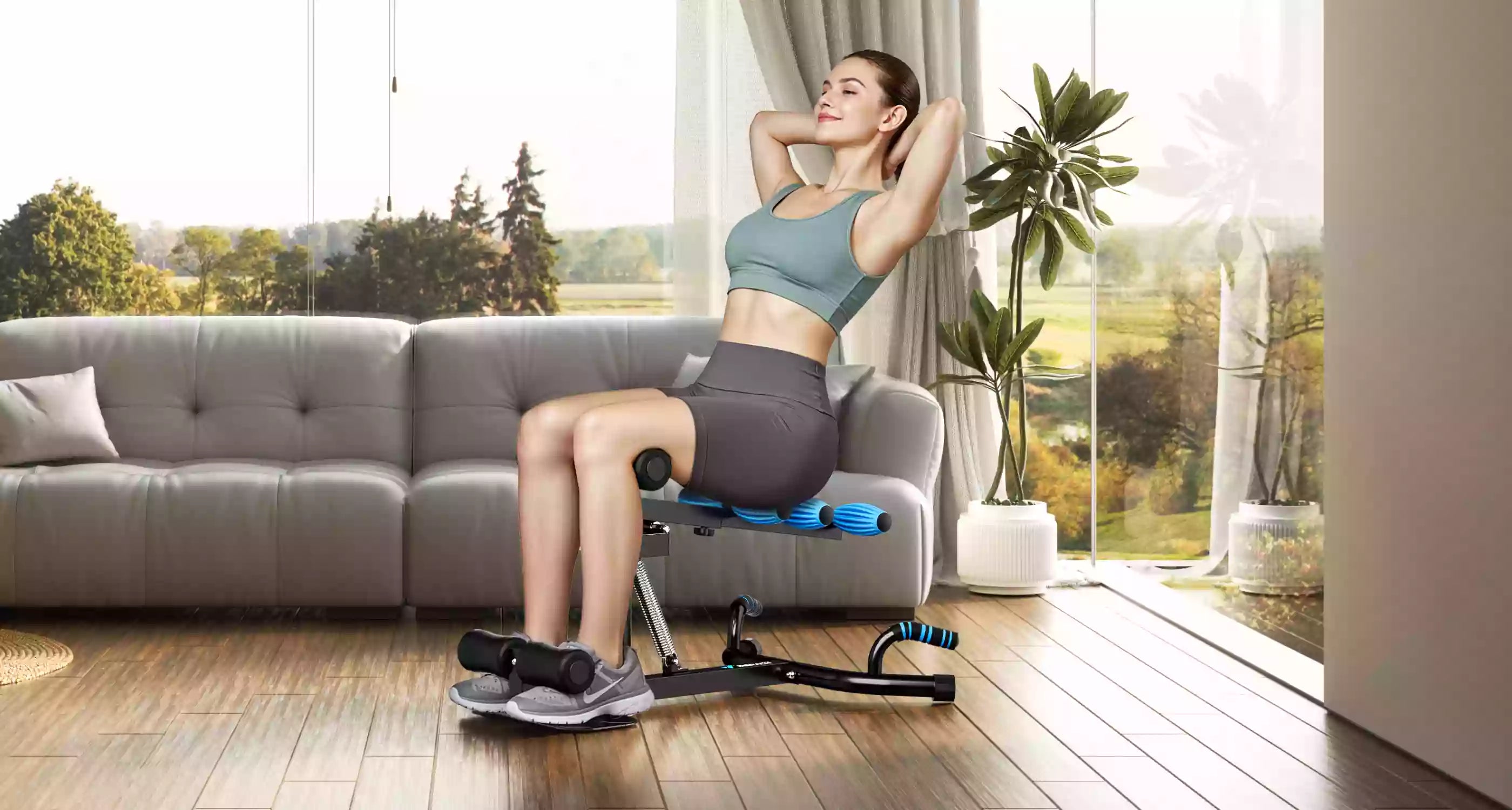 Aparelho Compacto de Agachamento Multifuncional 3 em 1 para Pernas e Glúteos - Preto Azul - Imagem 14