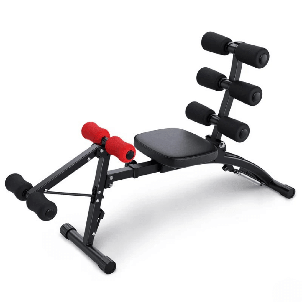 Banco Abdominal Compacto 4 em 1 para Core, Pernas e Cardio - Preto Vermelho - Imagem 1