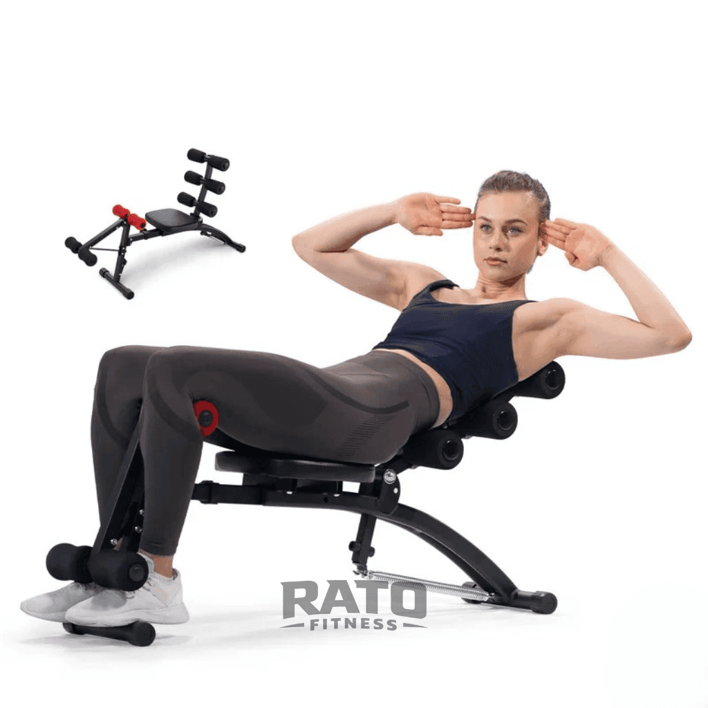 Banco Abdominal Compacto 4 em 1 para Core, Pernas e Cardio