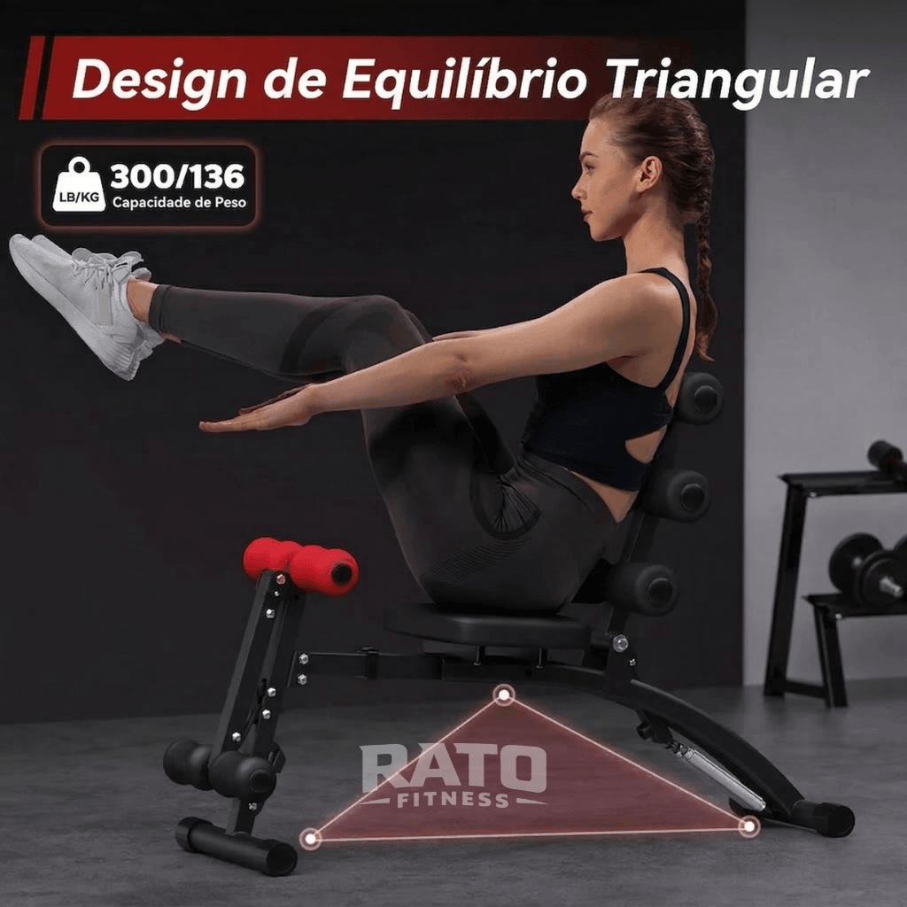 Banco Abdominal Compacto 4 em 1 para Core, Pernas e Cardio - Preto Vermelho - Imagem 5