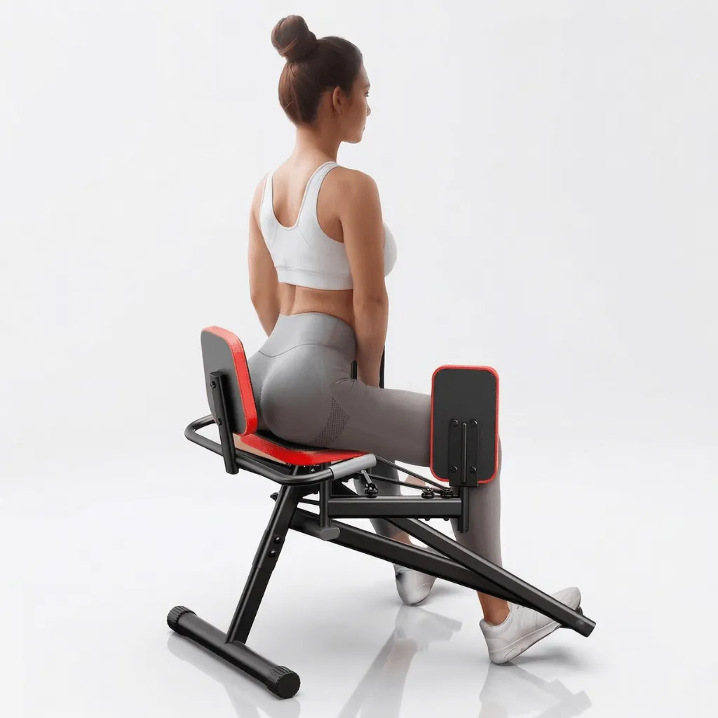 Máquina de Glúteos Abdutora Compacta Ajustável - Preto Vermelho - Imagem 2