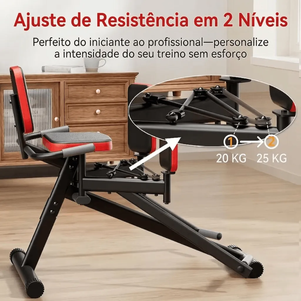 Máquina de Glúteos Abdutora Compacta Ajustável - Preto Vermelho - Imagem 3
