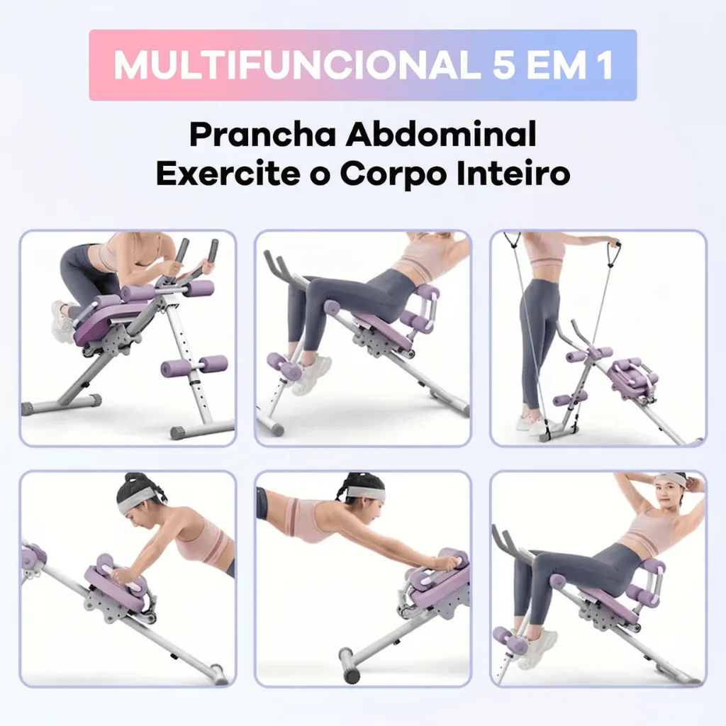 Aparelho Compacto de Treino 5 em 1 para Definição do Core - Branco Rosa - Imagem 9