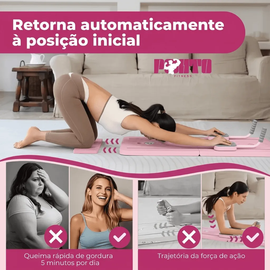 Kit Pilates 8 em 1 Dobrável para Treino Abdominal Core Braços e Pernas - Roxo - Imagem 3
