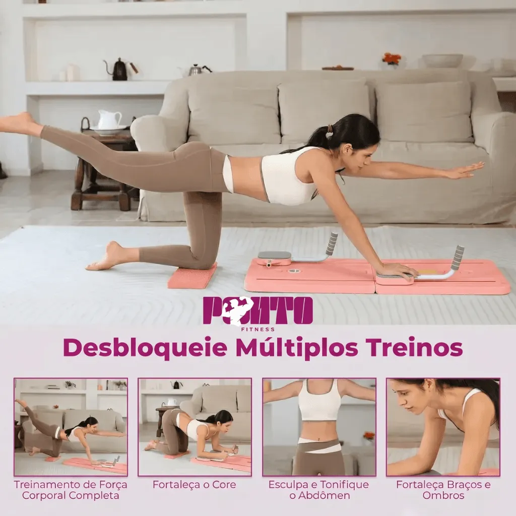 Kit Pilates 8 em 1 Dobrável para Treino Abdominal Core Braços e Pernas - Roxo - Imagem 4