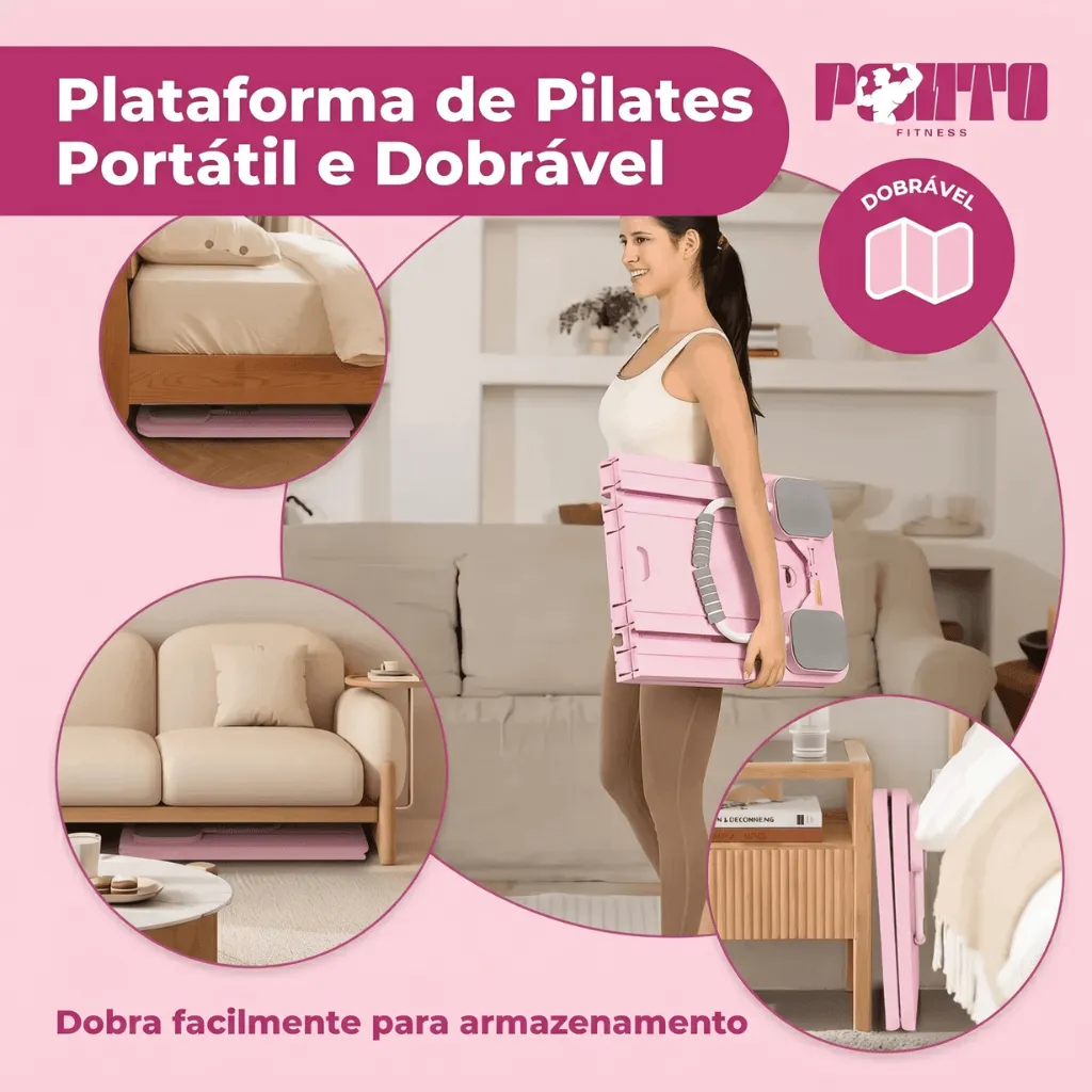 Kit Pilates 8 em 1 Dobrável para Treino Abdominal Core Braços e Pernas - Roxo - Imagem 5