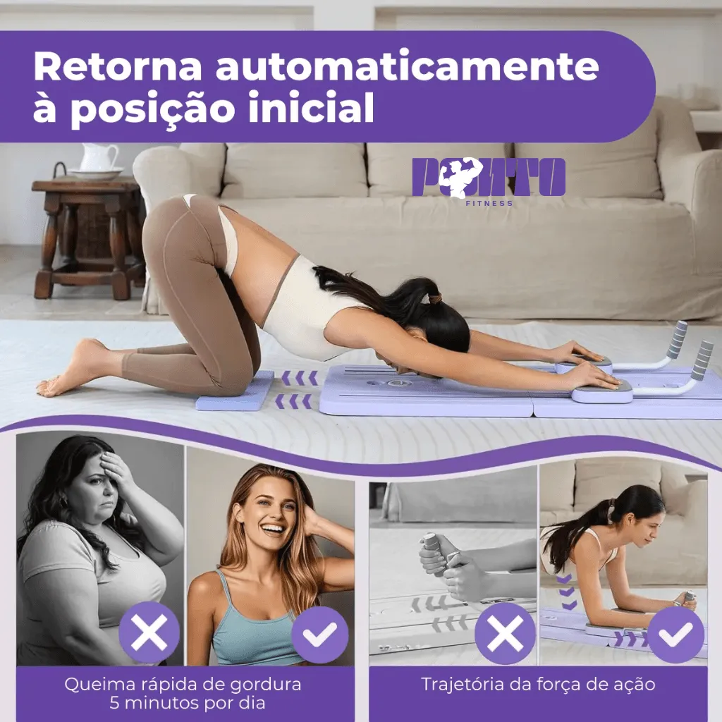Kit Pilates 8 em 1 Dobrável para Treino Abdominal Core Braços e Pernas - Roxo - Imagem 9