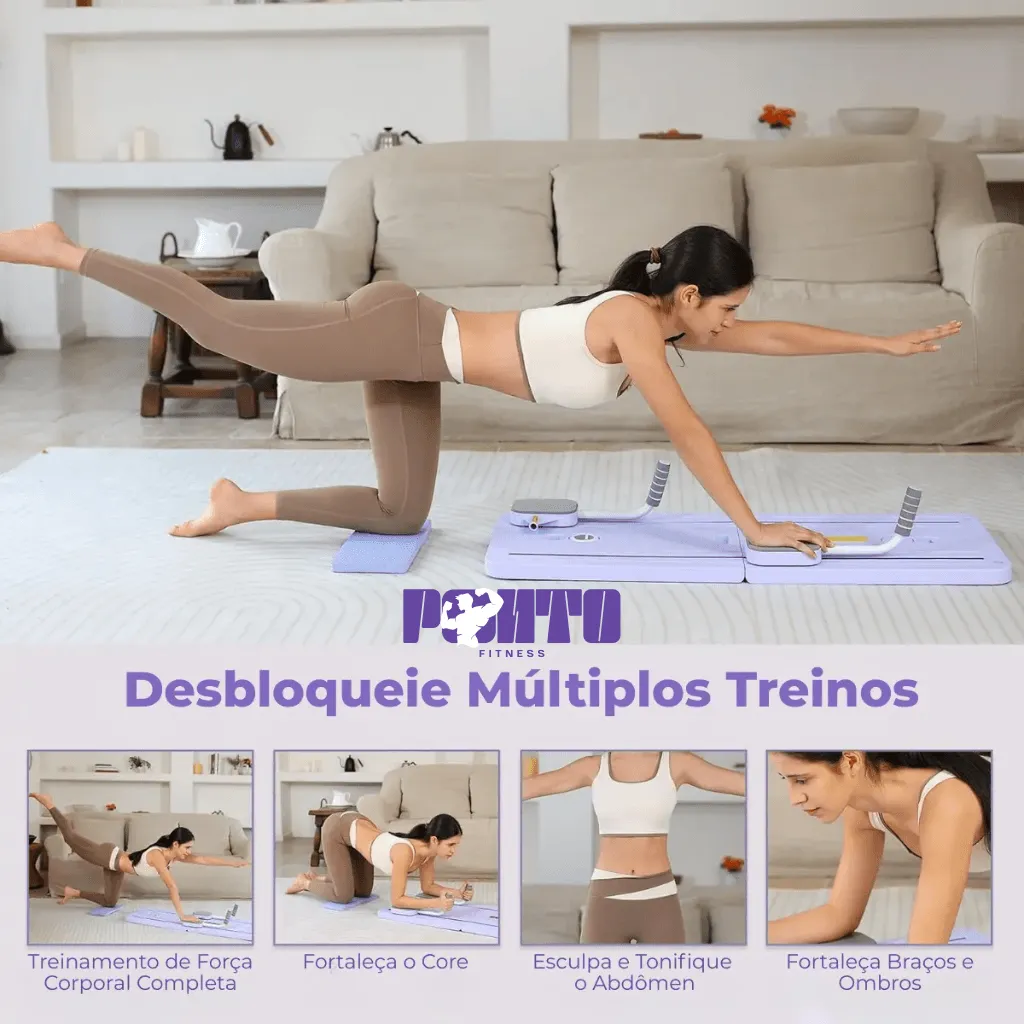 Kit Pilates 8 em 1 Dobrável para Treino Abdominal Core Braços e Pernas - Roxo - Imagem 10