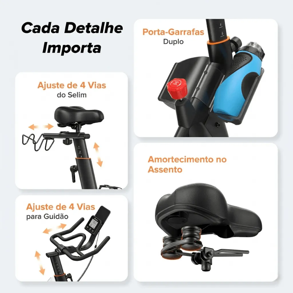 Bicicleta Ergométrica Compacta Ultra Silenciosa - Padrão - Imagem 6