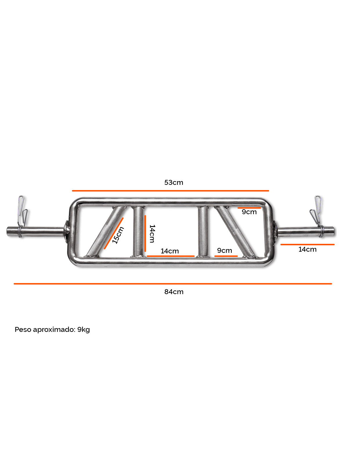 Barra H Maciça Com Presilhas 84cm Cromada 25,40mm - Imagem 4