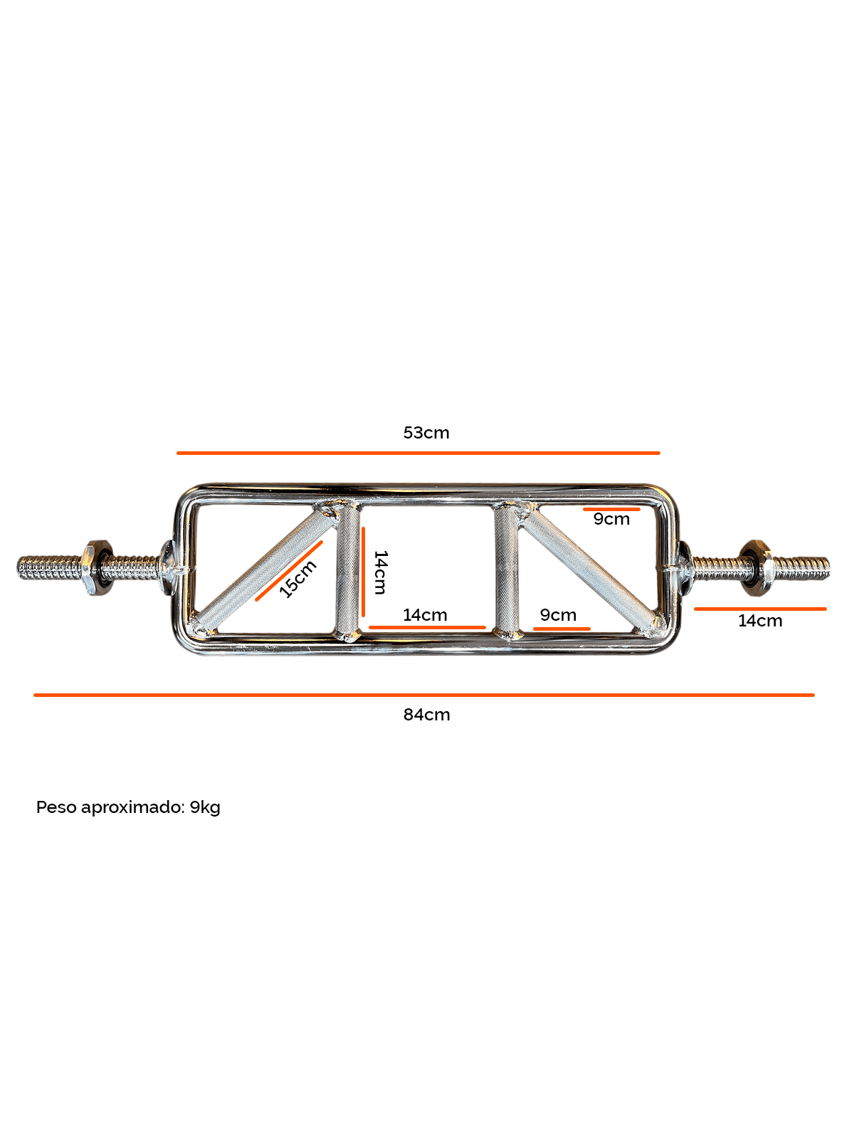 Barra H Maciça Com Rosca 84cm Cromada 25,40mm - Imagem 4