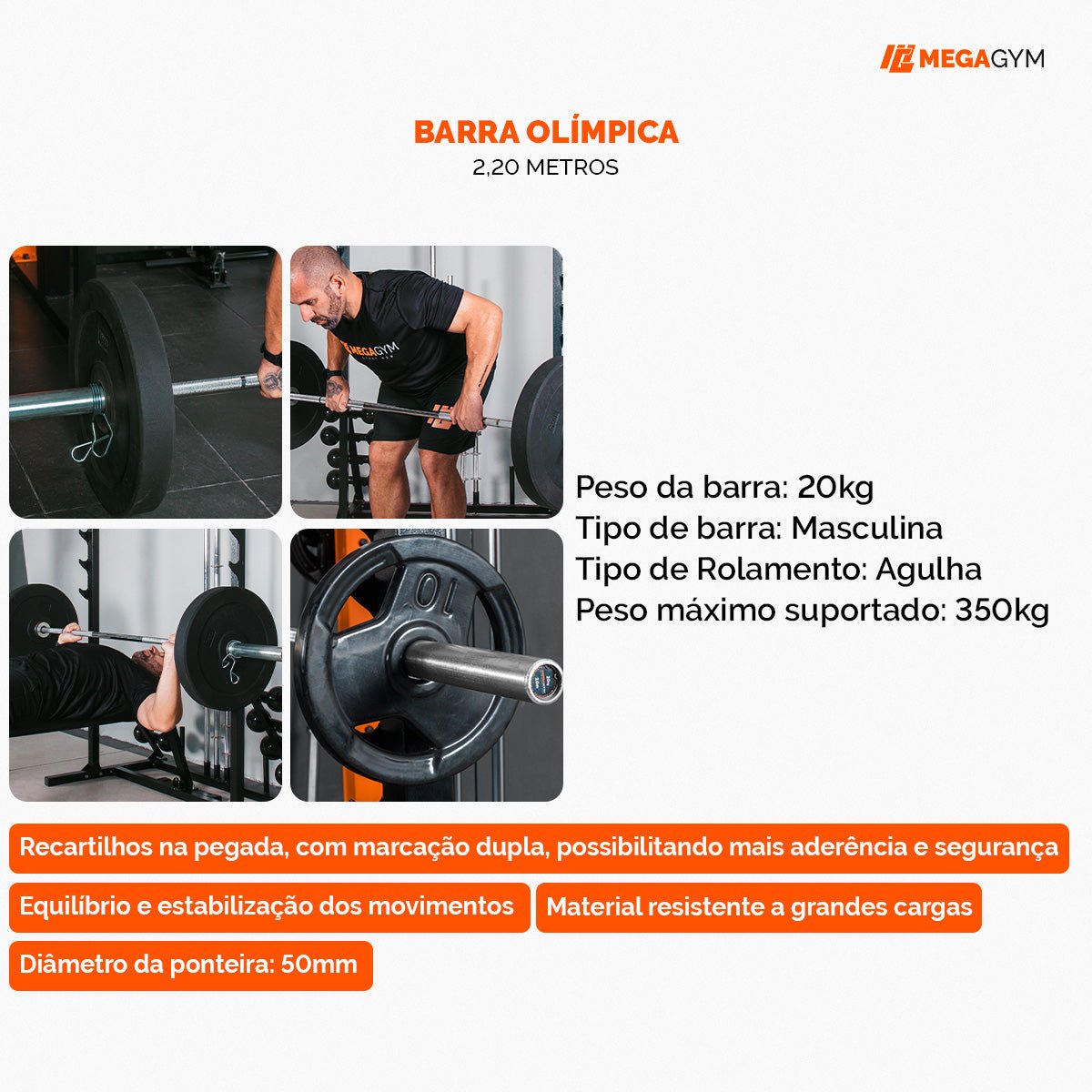 Barra Olímpica Cromada - Imagem 3