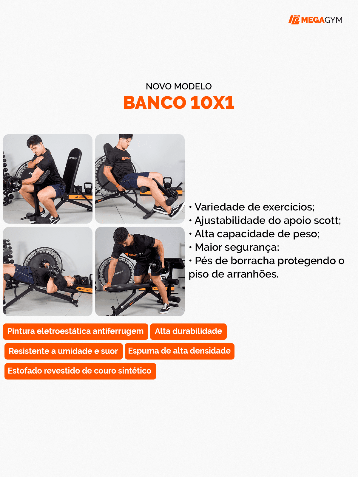 Banco 10x1 P/ Supino Com Rosca Scott Cadeira Extensora - Imagem 3