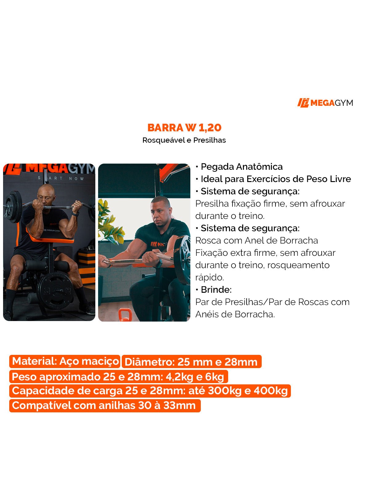 Barra Maciça W 1,20M Cromada - Imagem 3