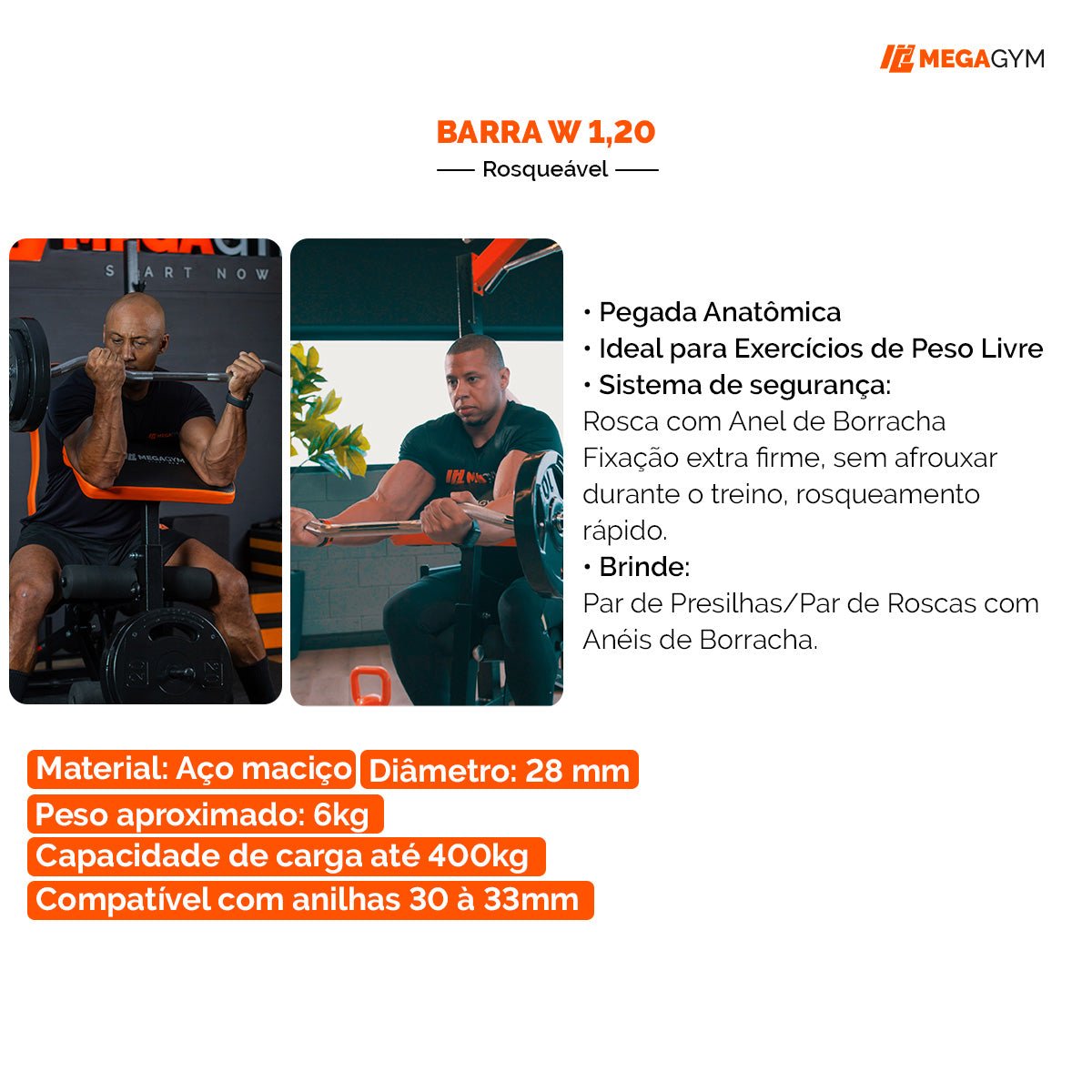 Kit Treino Com Barra W + Par Halter Barra 35cm - Imagem 3