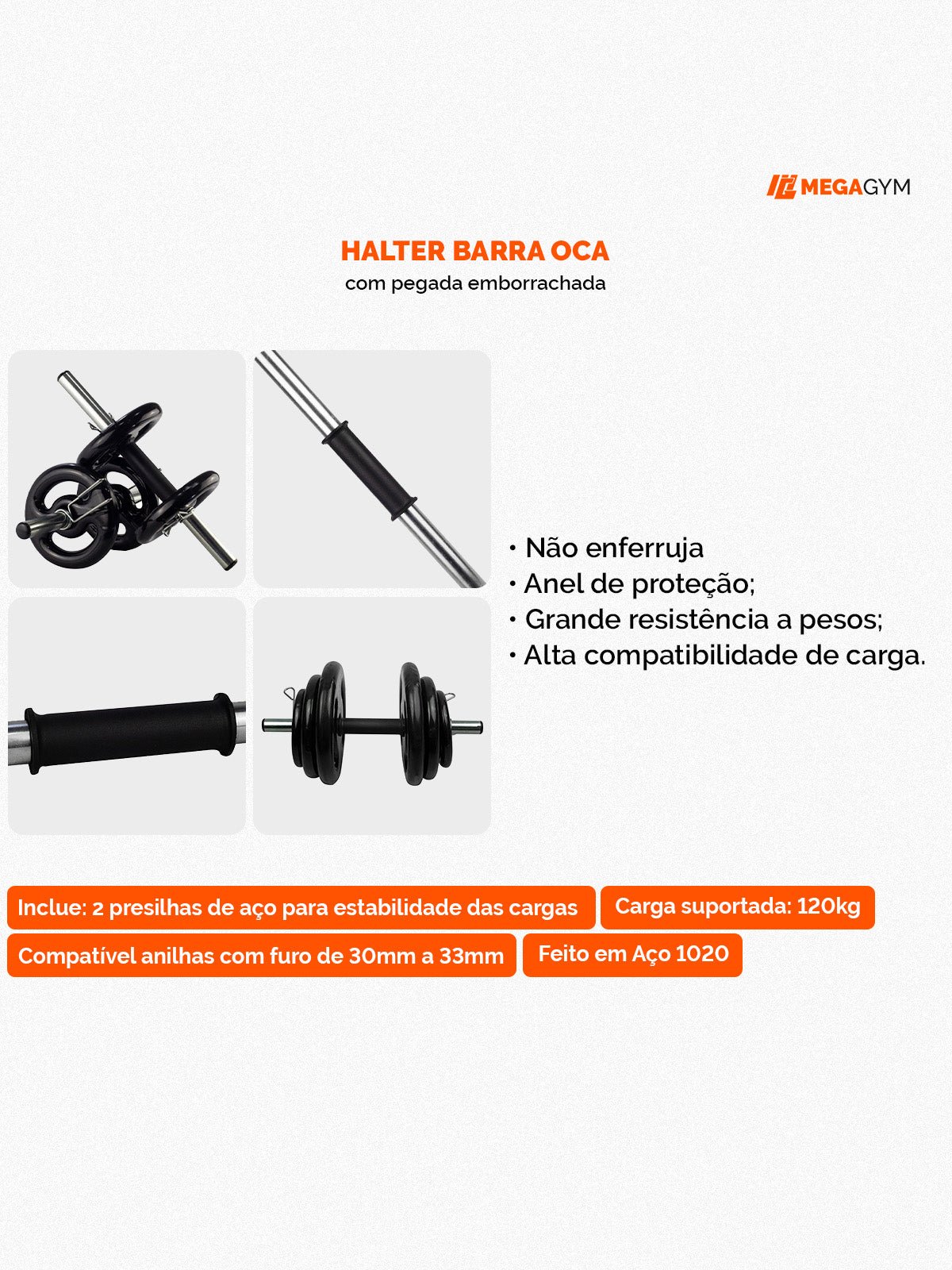 Kit Par e Halteres Barra + 24Kg De Anilhas Sport - Imagem 2