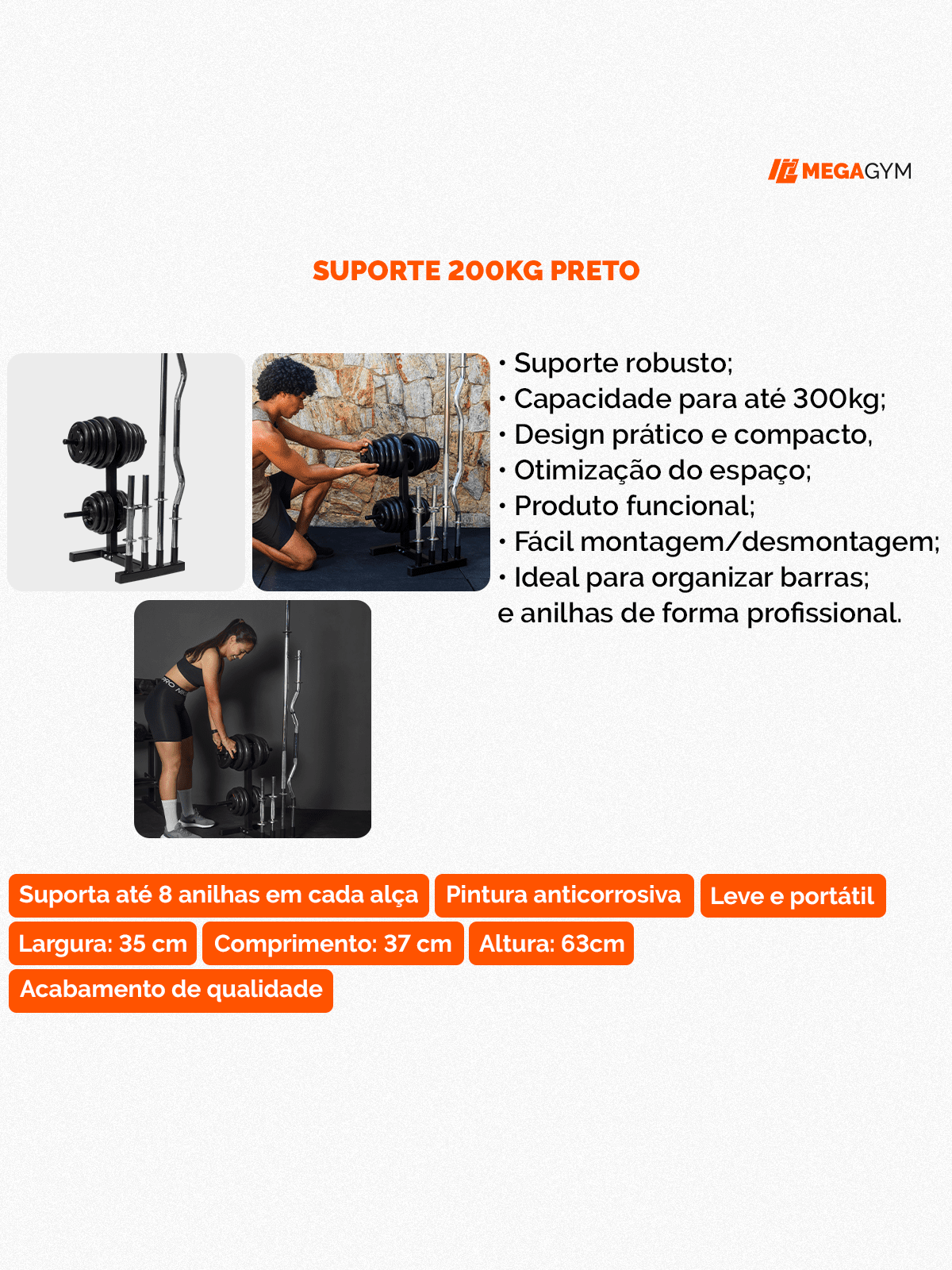 Suporte Profissional P/ Barras E Anilhas 300kg - Imagem 2
