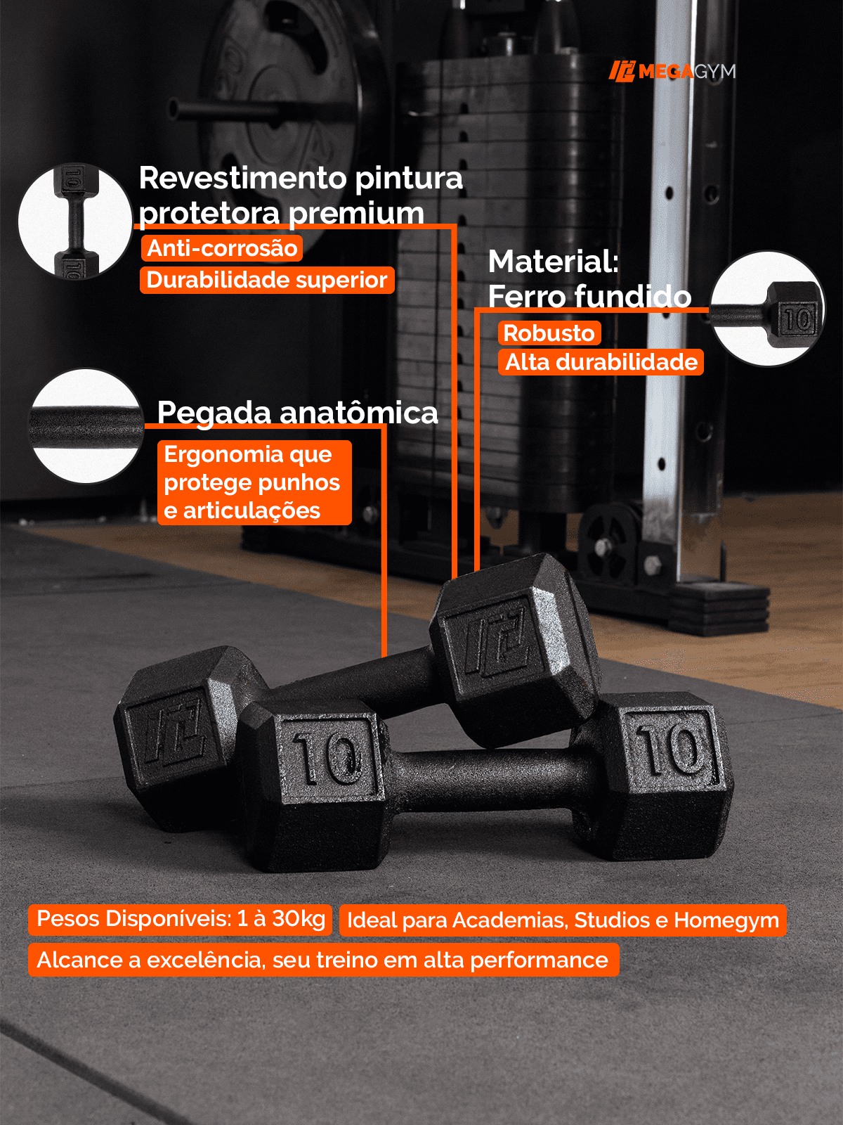 Halter Dumbbell Sextavado Pintado - Imagem 2