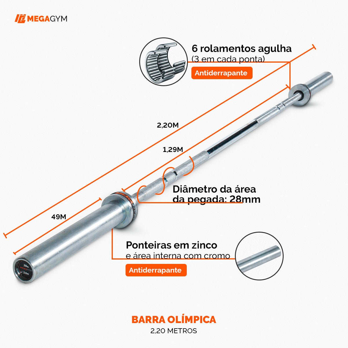 Barra Olímpica Cromada - Imagem 4