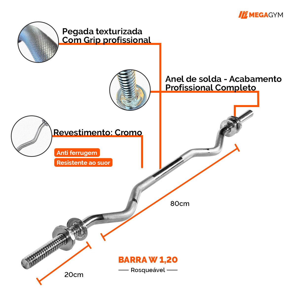 Kit Treino Com Barra W + Par Halter Barra 35cm - Imagem 4
