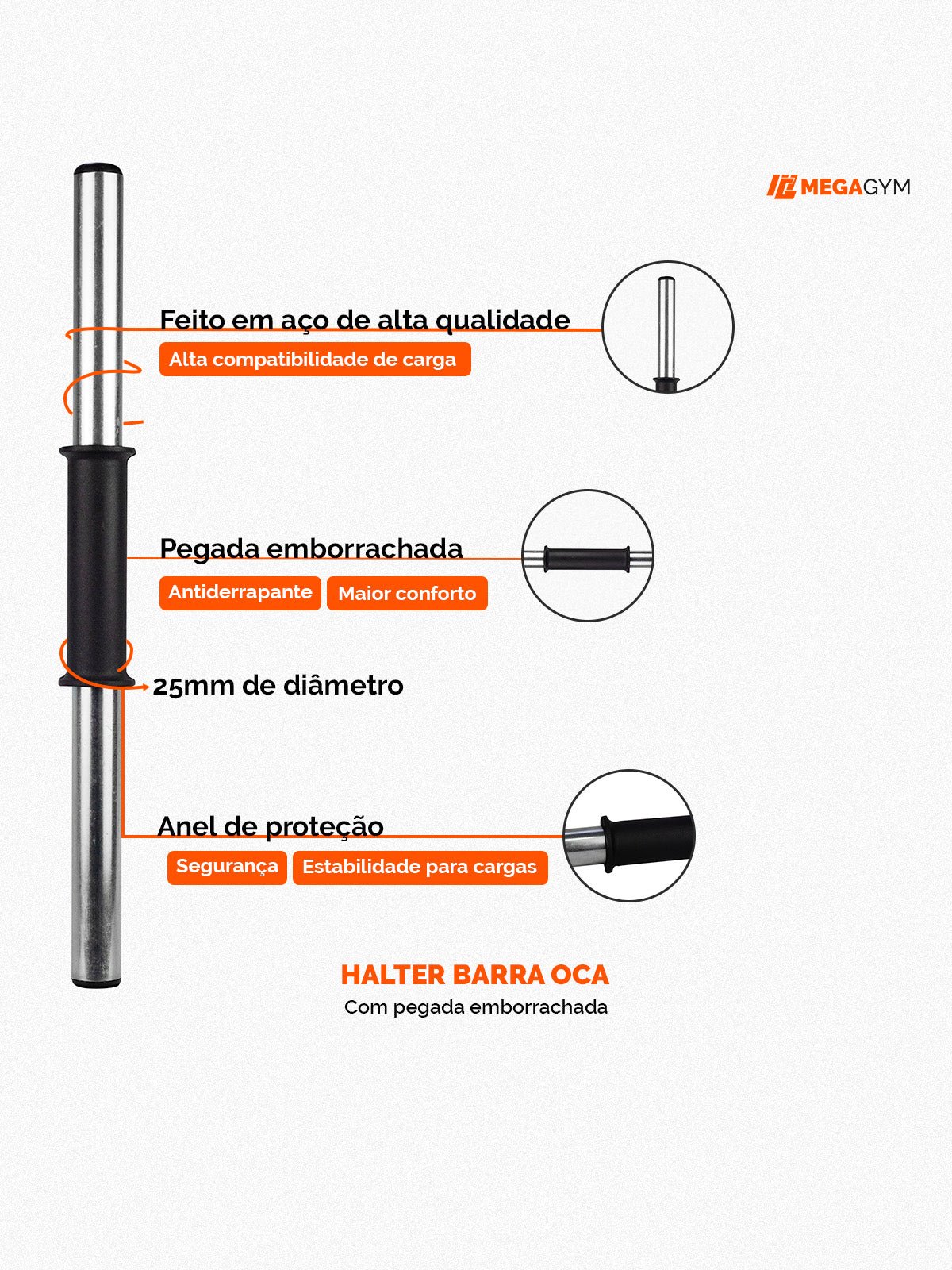 Kit Par e Halteres Barra + 24Kg De Anilhas Sport - Imagem 3