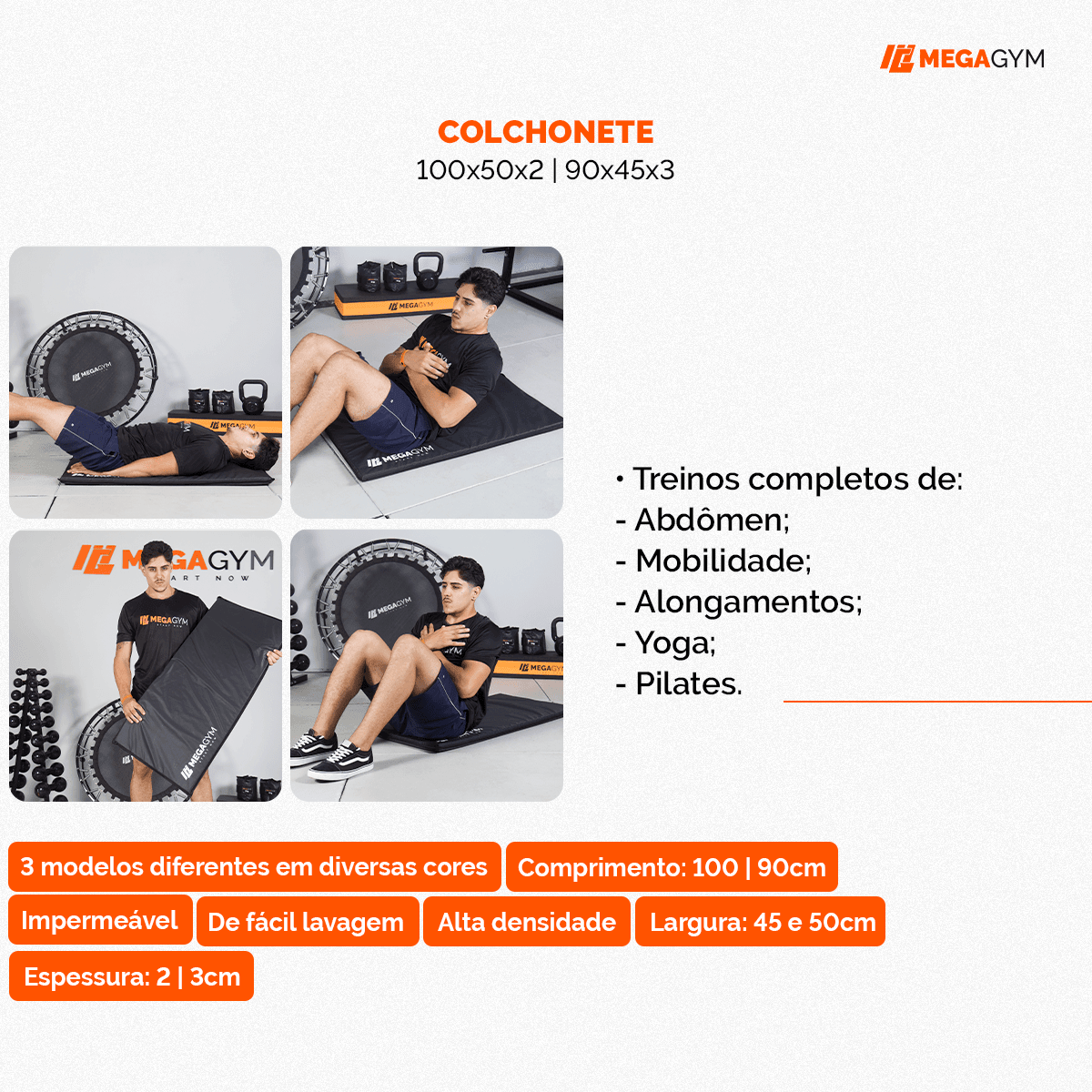 Colchonete De Academia 90x45x2 Para Treino Pilates Funcional - Imagem 3