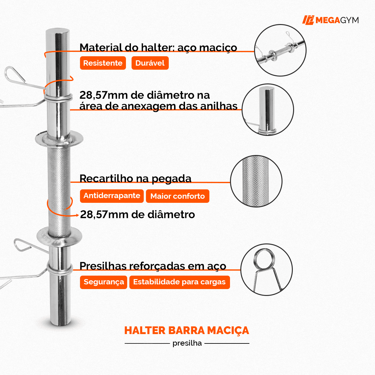 Kit Treino Barras e Halteres Maciços + Suporte + 60Kg Anilhas - Imagem 5