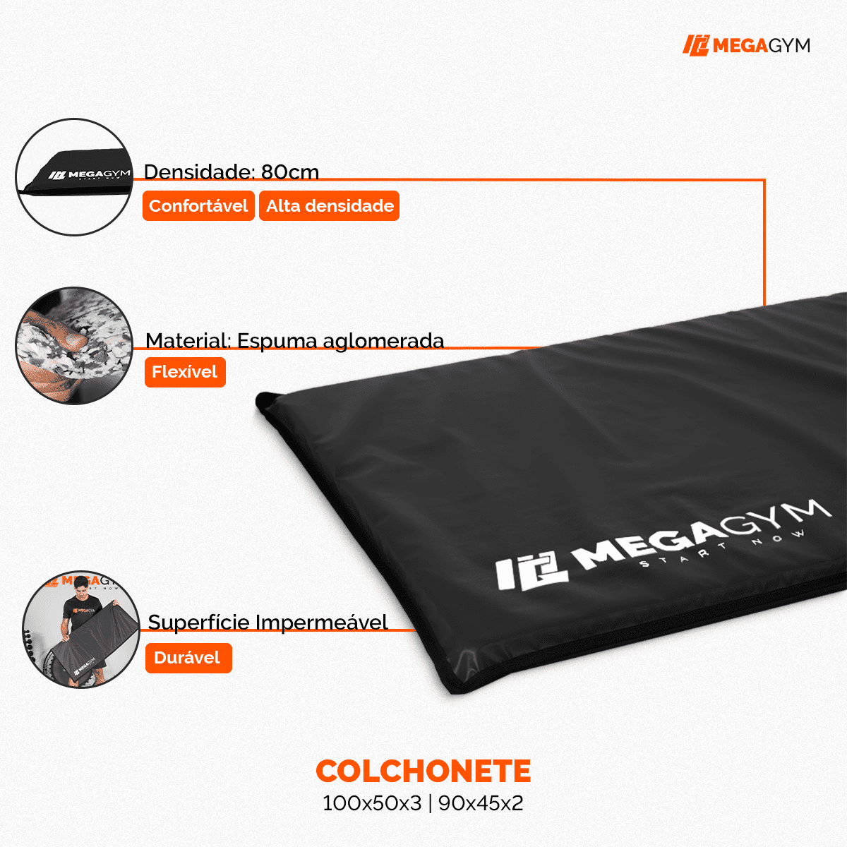 Colchonete De Academia 90x45x2 Para Treino Pilates Funcional - Imagem 4