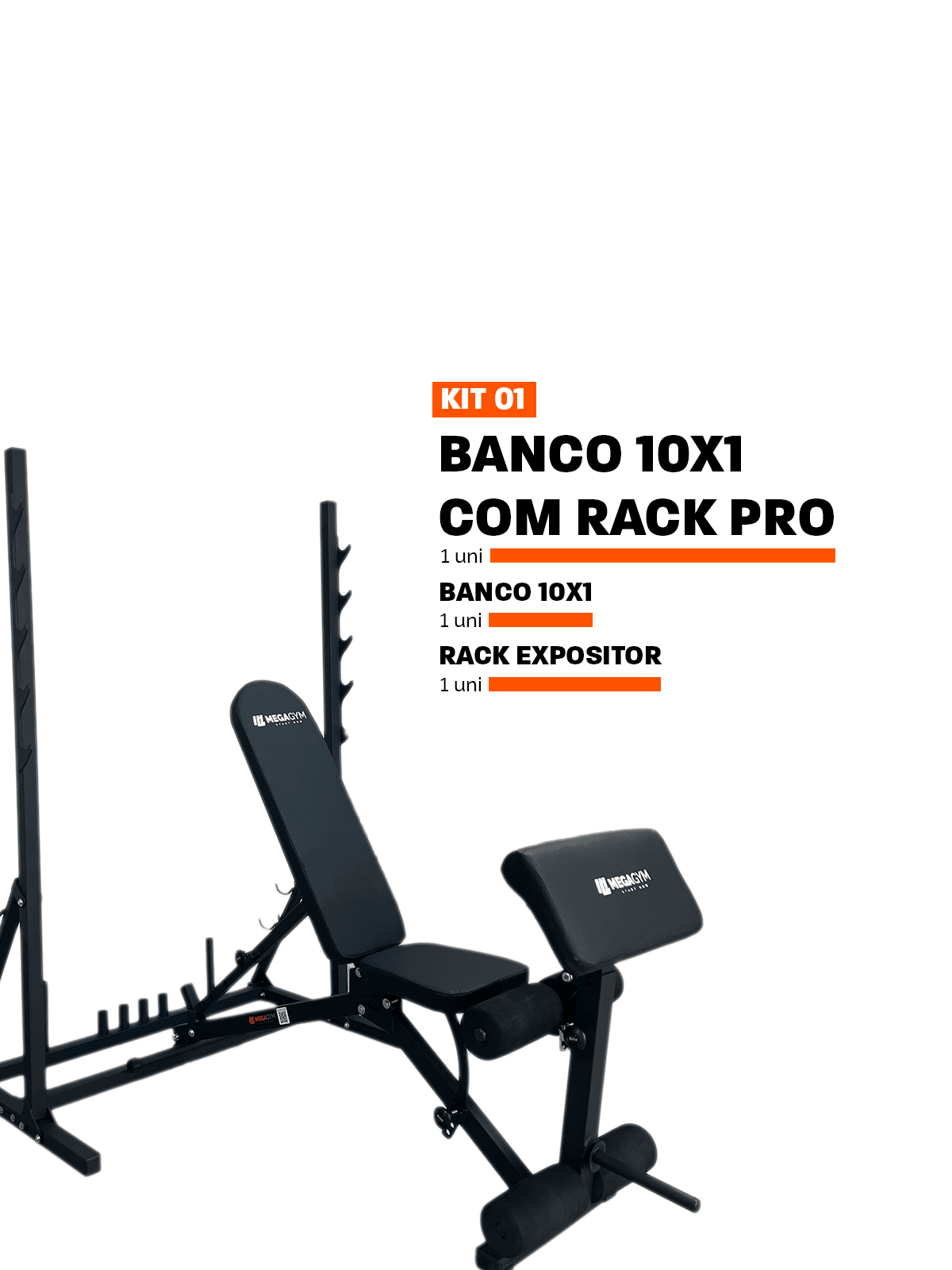 Banco Regulável 10x1 com Cadeira Extensora + Scott + Rack Agachamento - Imagem 14