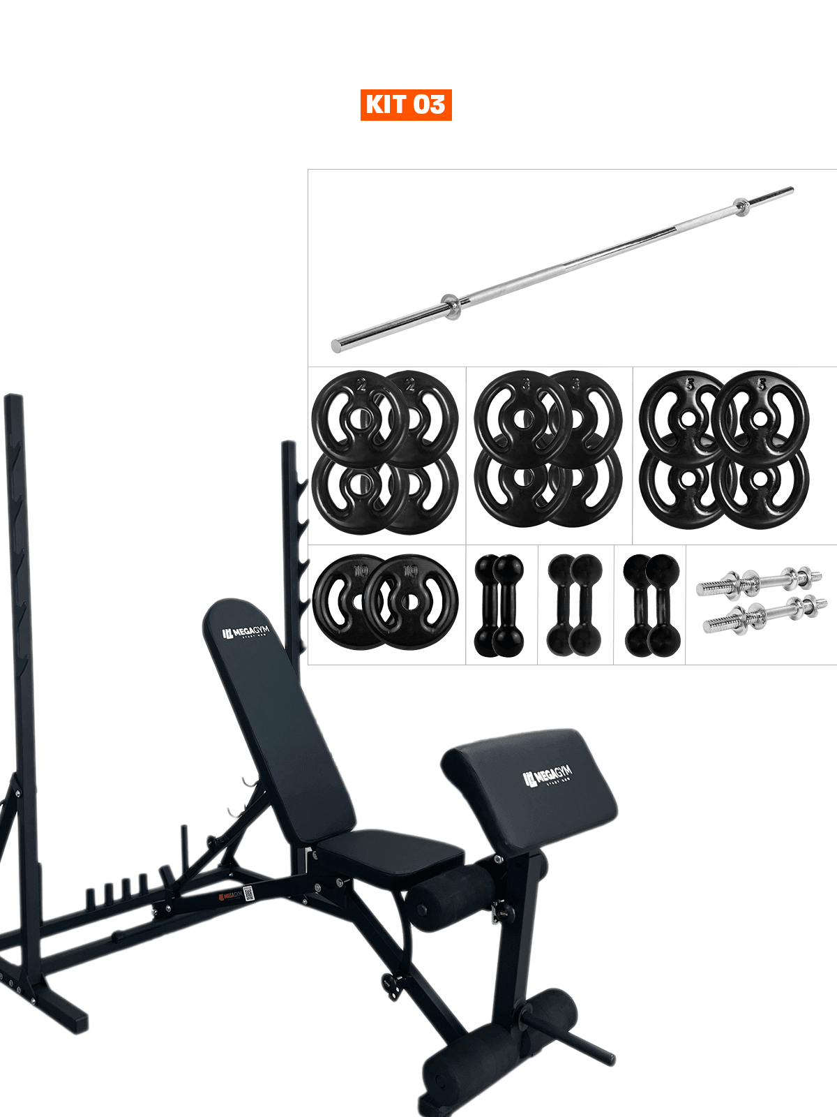 Banco Regulável 10x1 com Cadeira Extensora + Scott + Rack Agachamento - Imagem 17