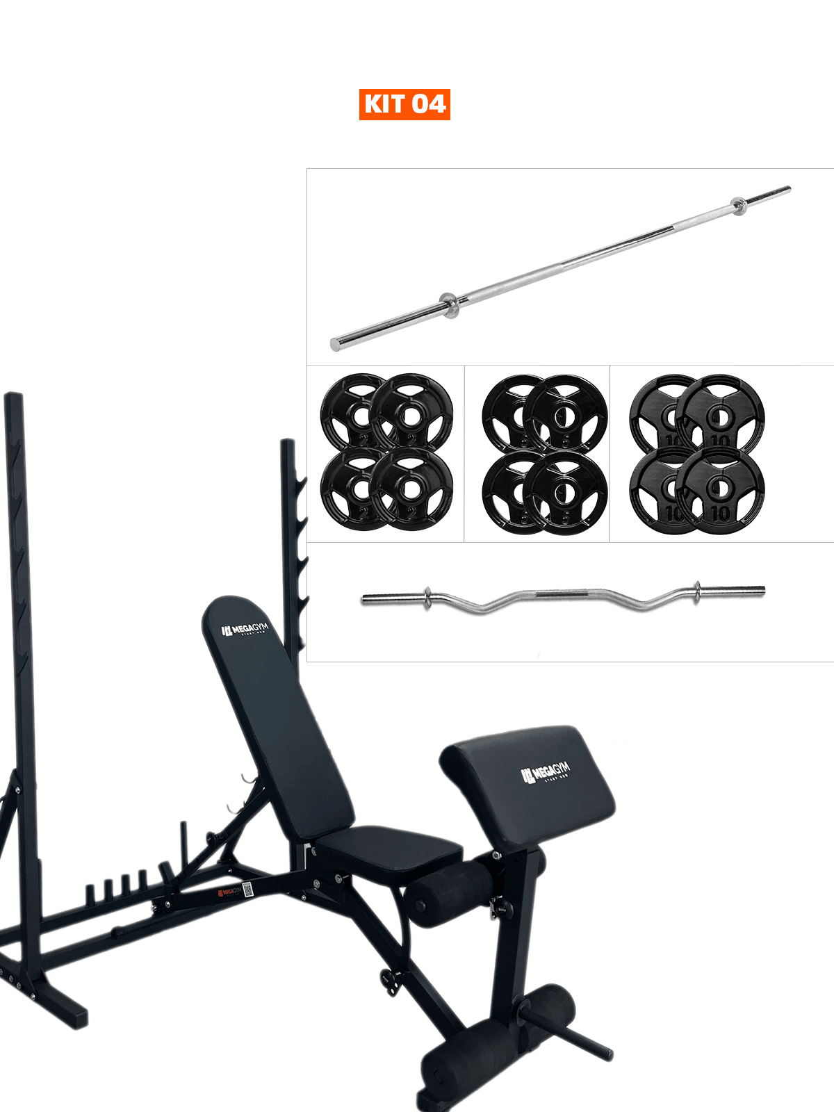 Banco Regulável 10x1 com Cadeira Extensora + Scott + Rack Agachamento - Imagem 19