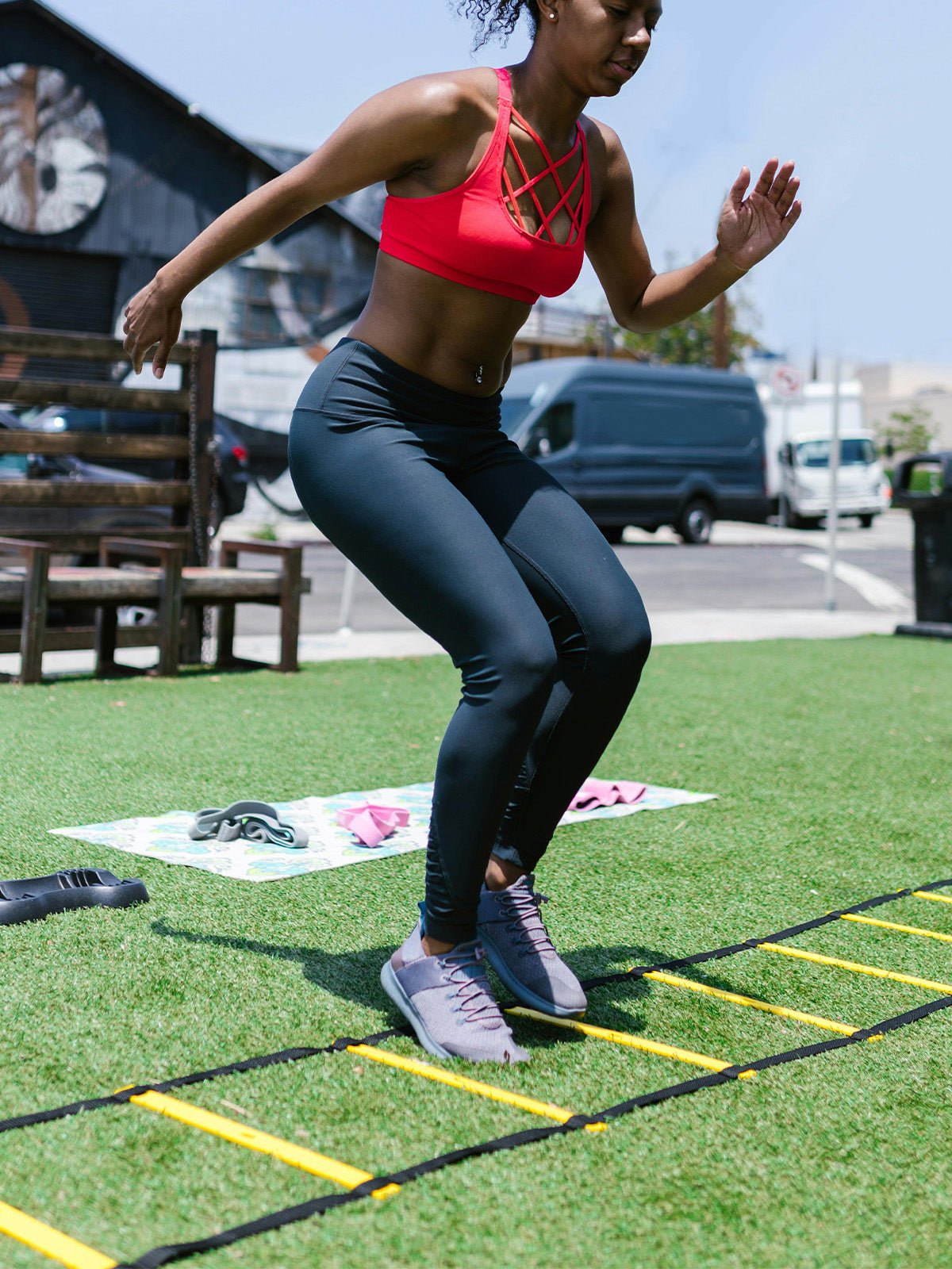 Escada De Agilidade Com Degraus Ajustáveis Para Treino Funcional - Imagem 5