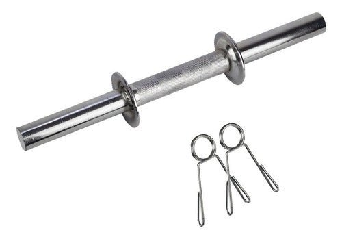 Halter Barra 35cm 28,57mm Maciça Com Presilhas Cromada - Imagem 1