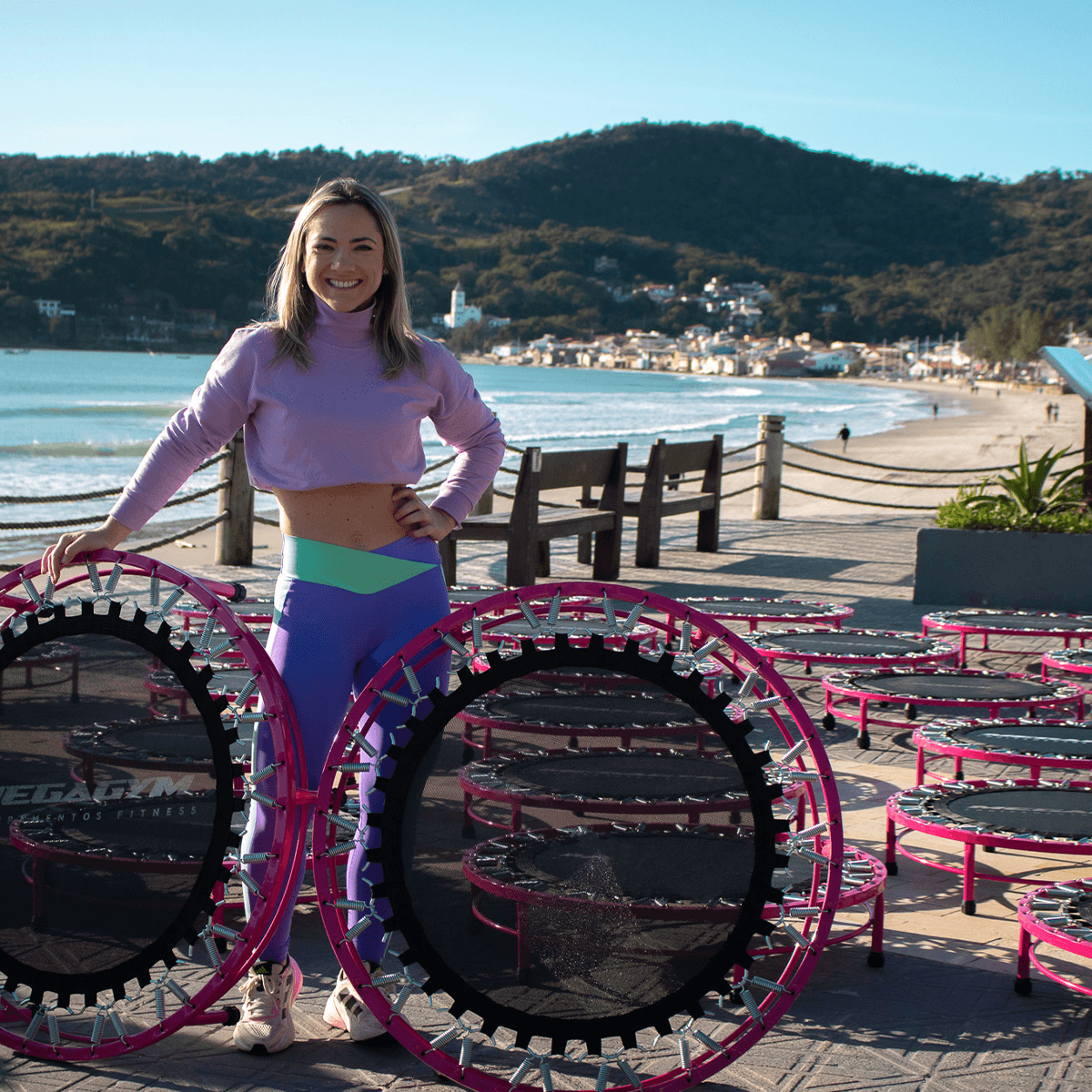 Mini Jump Trampolim Profissional 32 Molas Rosa - Imagem 5