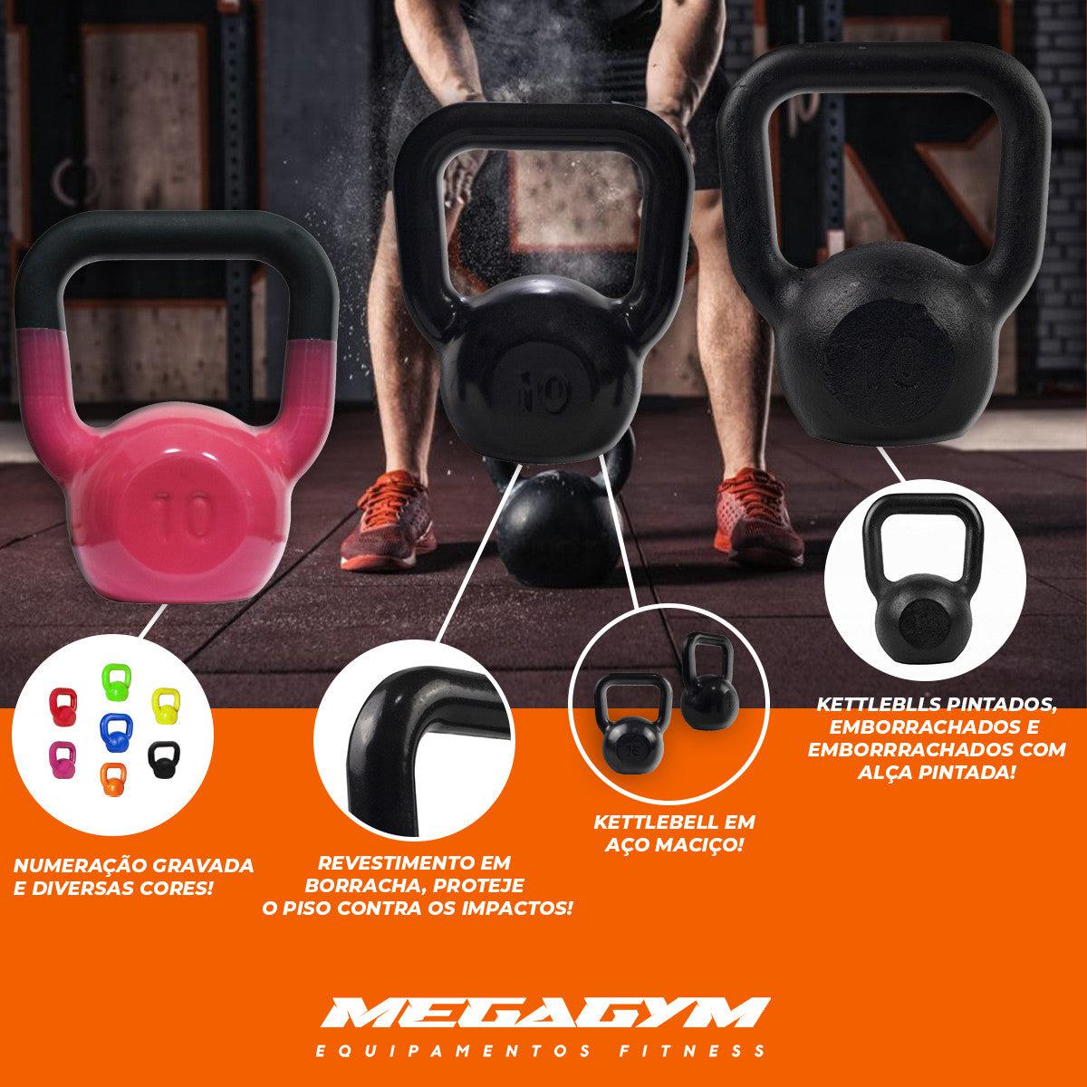 Kettlebell Emborrachado Com Alça Pintada - Imagem 2