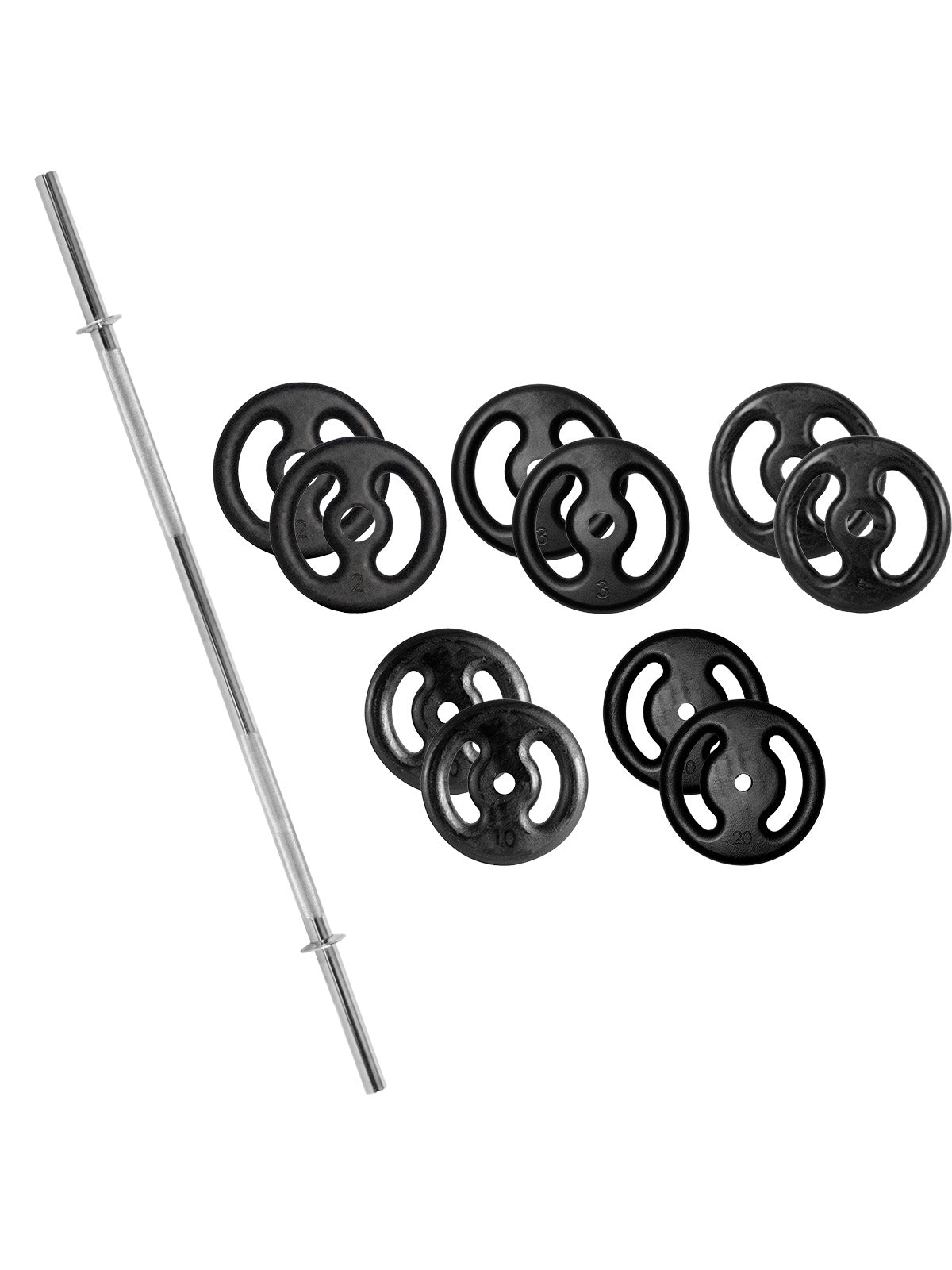 Kit Barra Reta Maciça + 80Kg De Anilhas - Imagem 17