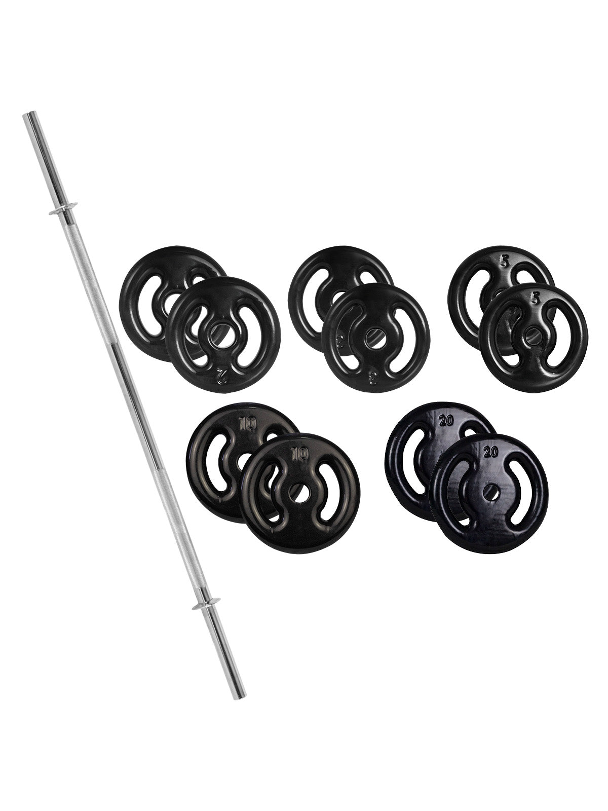 Kit Barra Reta Maciça + 80Kg De Anilhas - Imagem 16