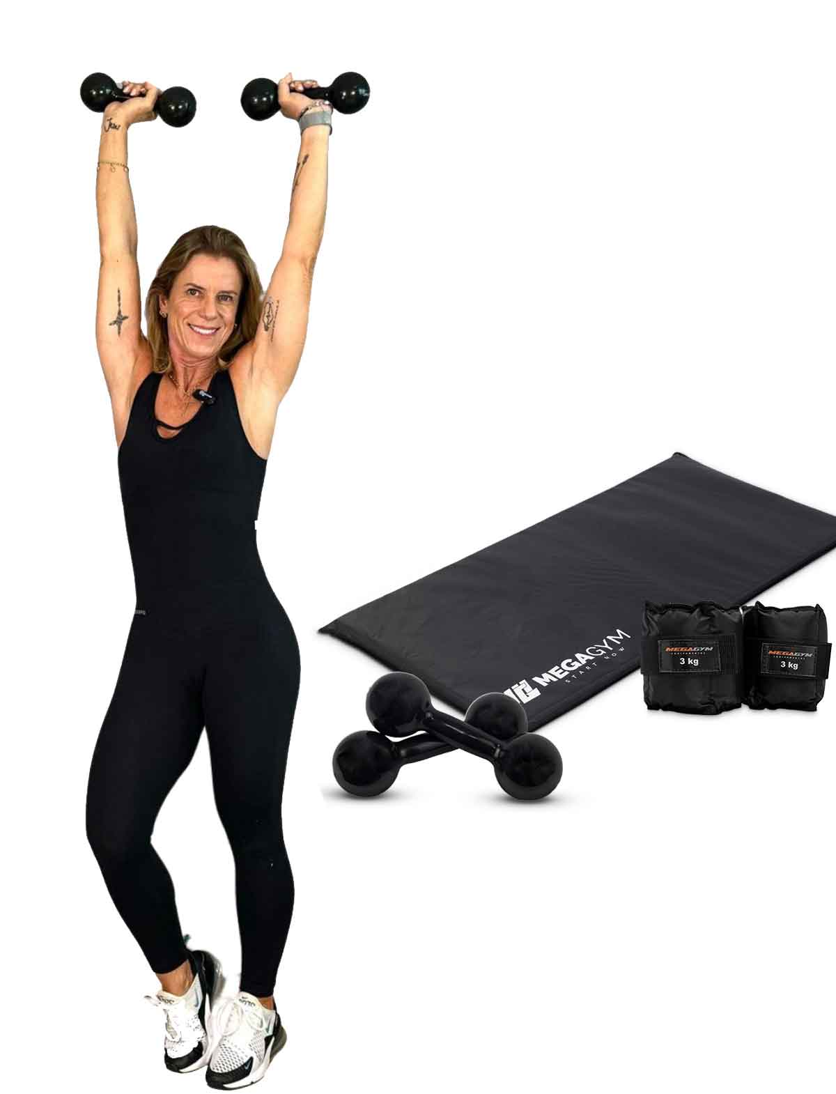 Kit Power Paula com Colchonete + Par de Caneleiras + Par de Halter Bola Emborrachado - Imagem 1