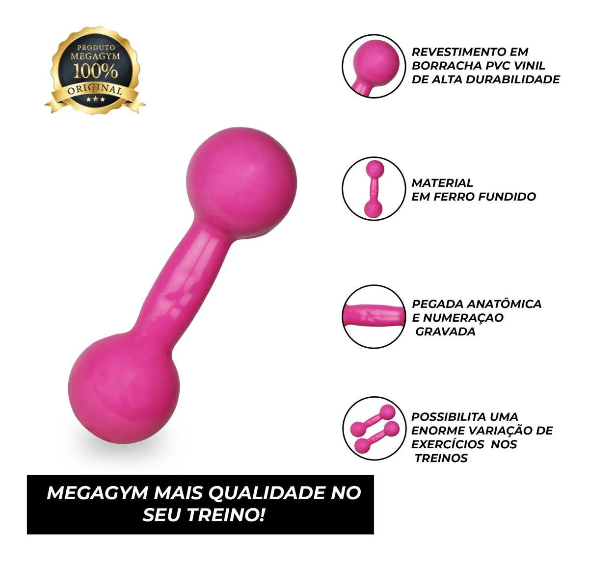 Kit Treino Com Par de Halteres Bola Emborrachados 1-2kg - Imagem 2