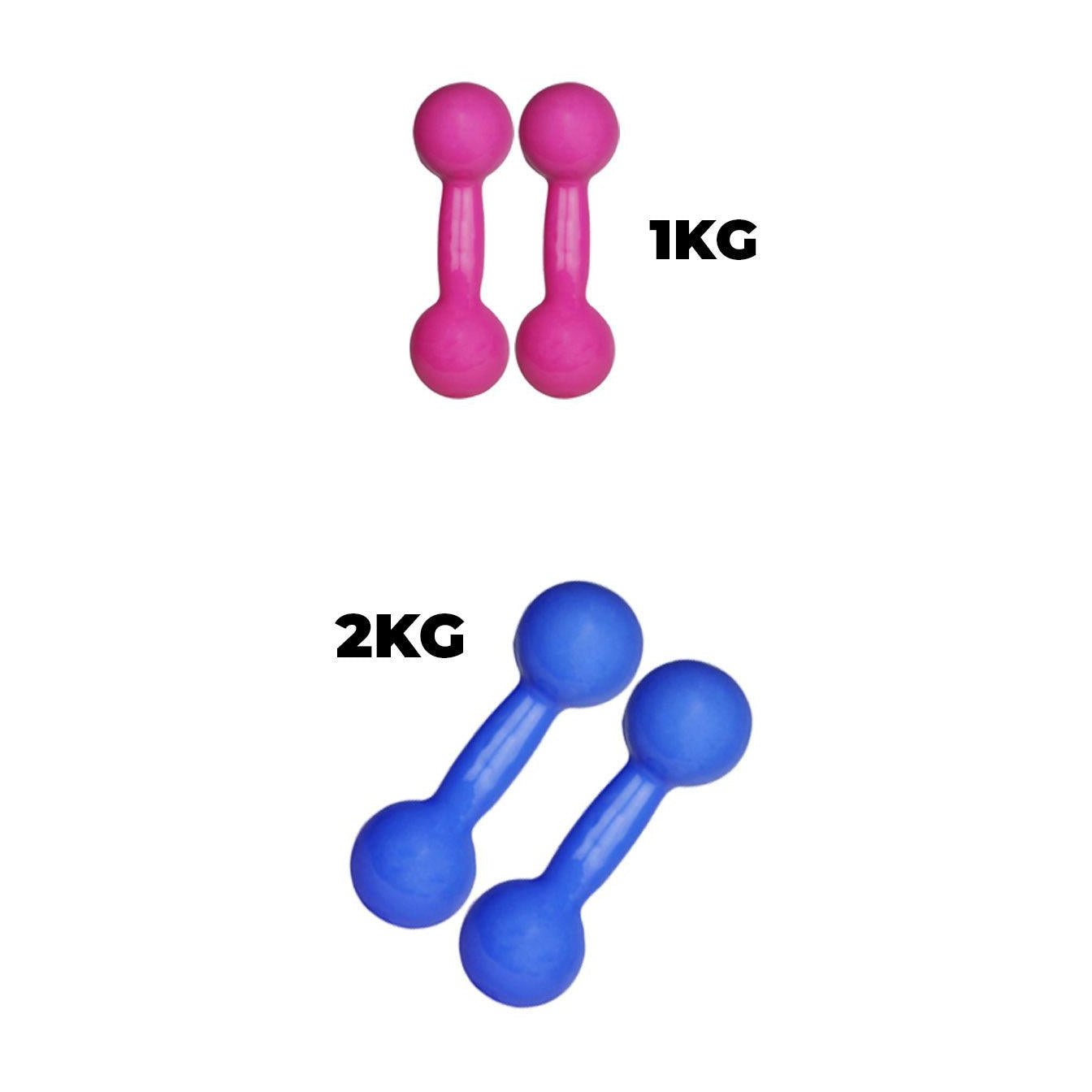 Kit Treino Com Par de Halteres Bola Emborrachados 1-2kg - Imagem 1