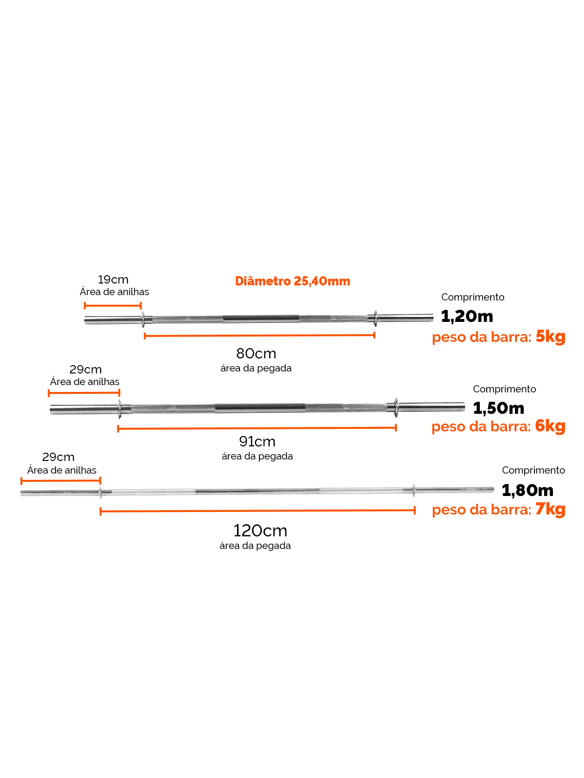 Barra Reta Maciça Cromada 25,40mm - Imagem 5