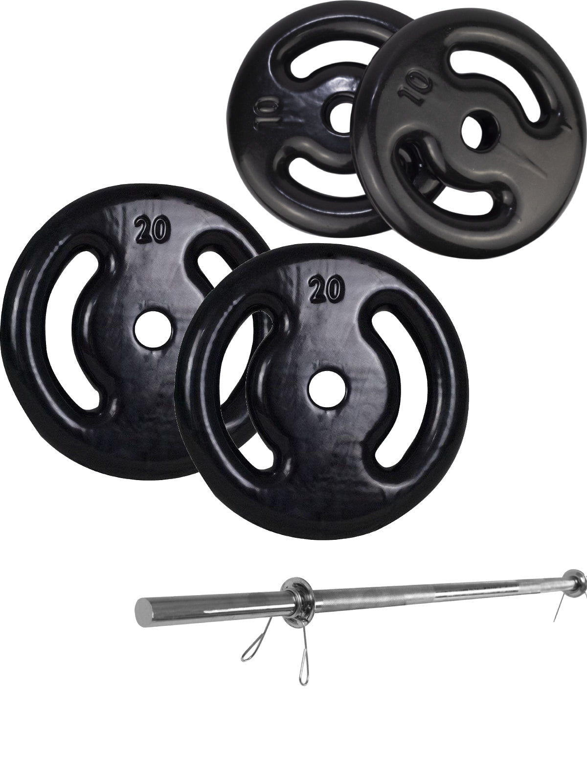 Kit Musculação Com Barra Maciça 1,80M + 60kg Anilhas Emborrachadas - Imagem 1