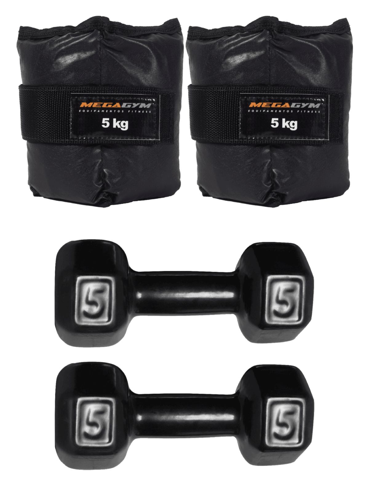 Kit Treino Funcional Halter Sextavado Emborrachado E Caneleira De Peso - Imagem 1