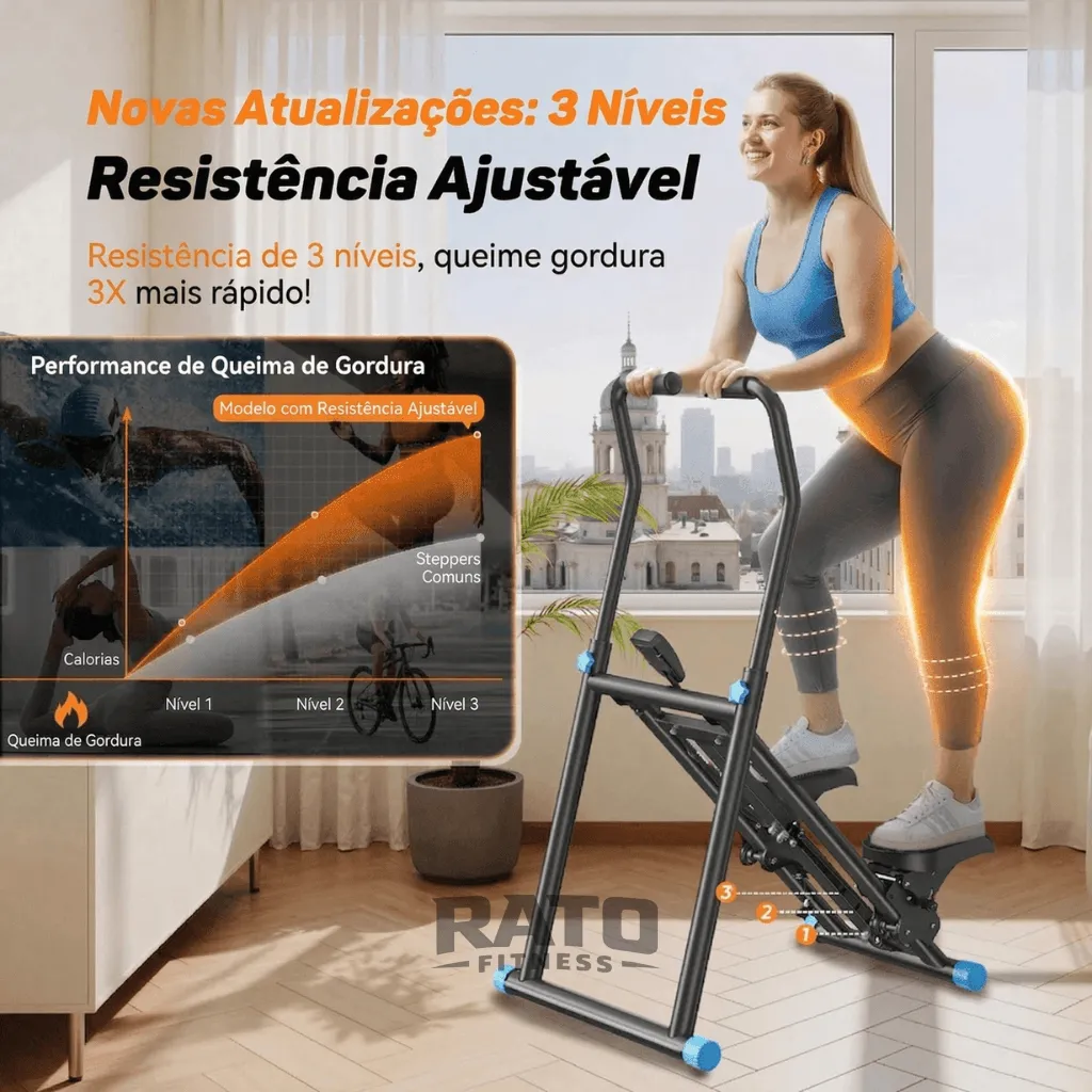 Simulador de Escada Vertical Dobrável Compacto 2 em 1 - Preto - Imagem 5